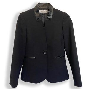 Tahari Arthur S. Levine Black Women's Blazer with Faux Leather Trim Petite 2P